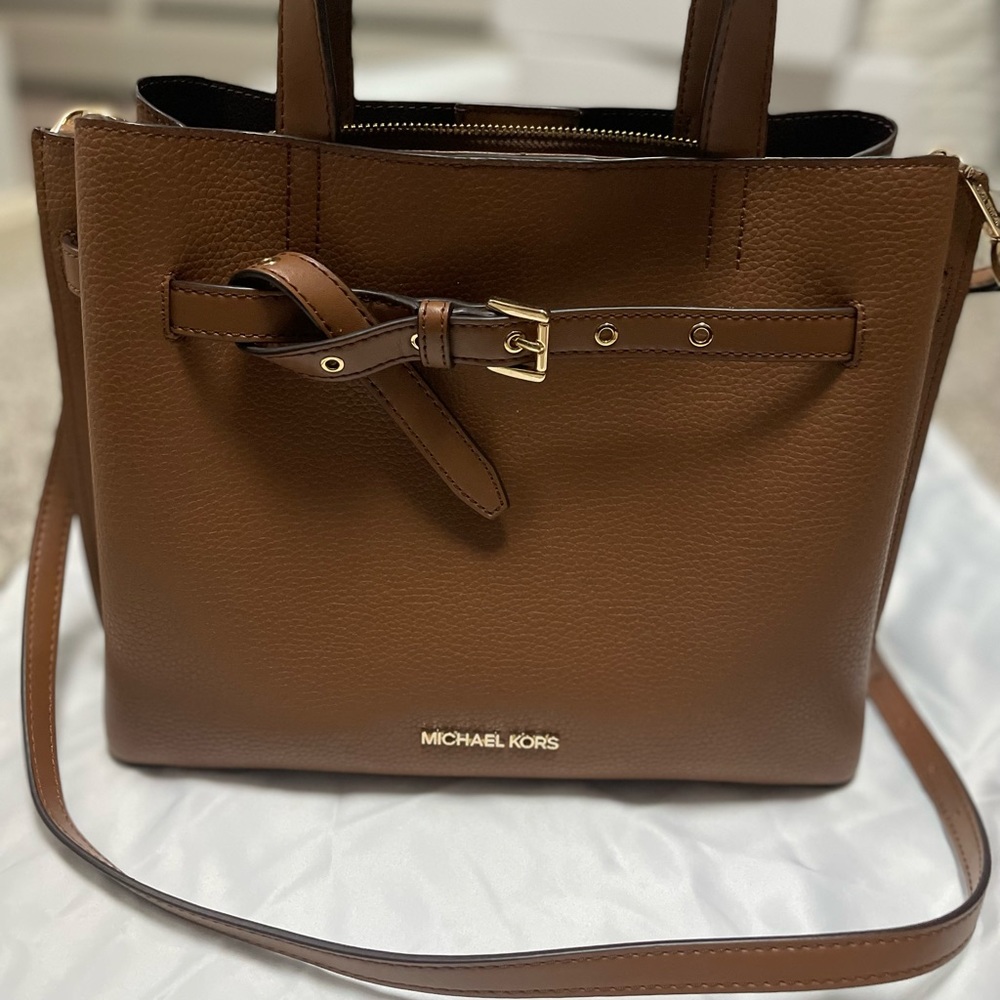 Michael Kors Buckle-Accent Emilia Leather Satchel